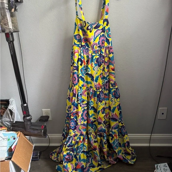 NWT J. Crew Colorful Taffeta Maxi Dress Sz 16 - Picture 2 of 10